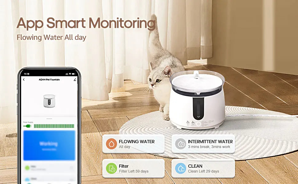 Smart Cat Water Fountain – Wireless Pump & App Control