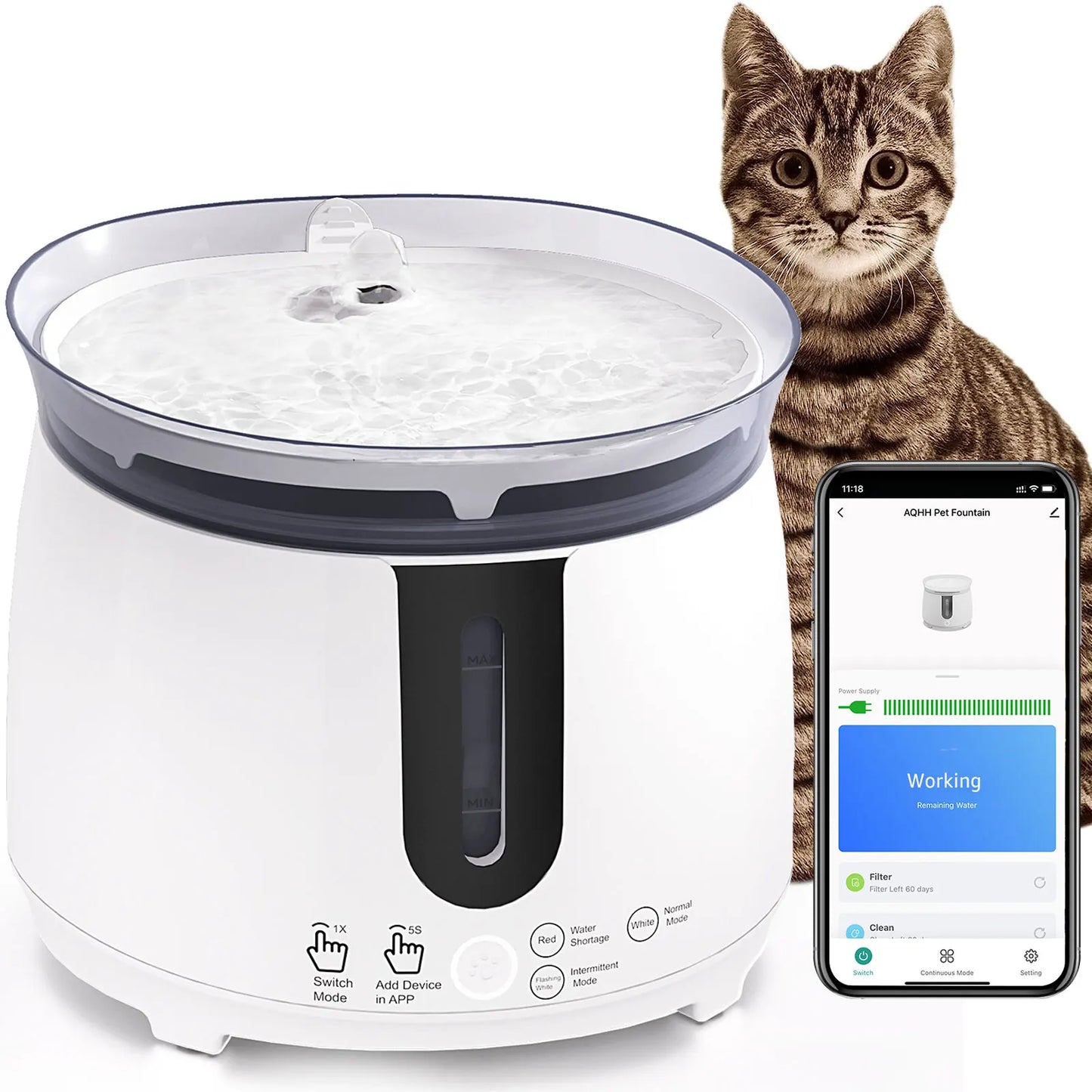 Smart Cat Water Fountain – Wireless Pump & App Control
