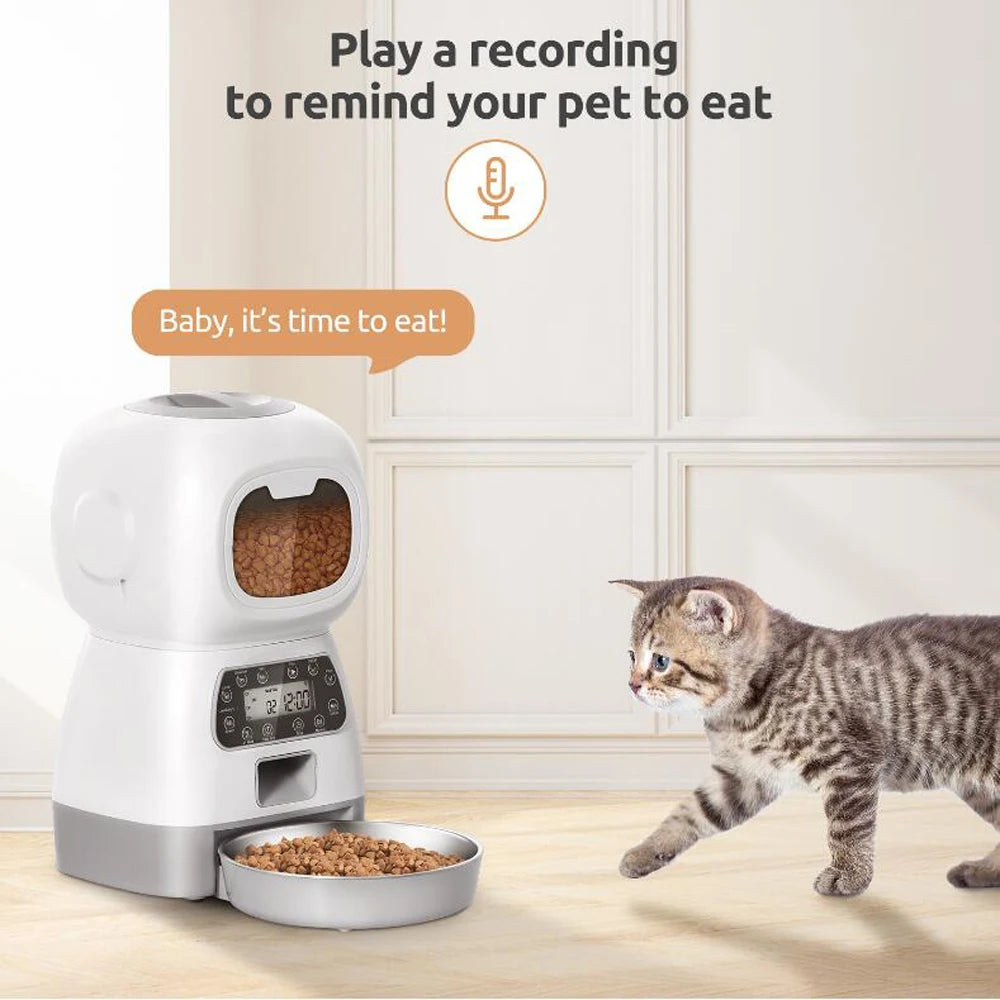 Smart Pet Feeder – 3.5L WiFi Auto Dispenser with Voice Recorder