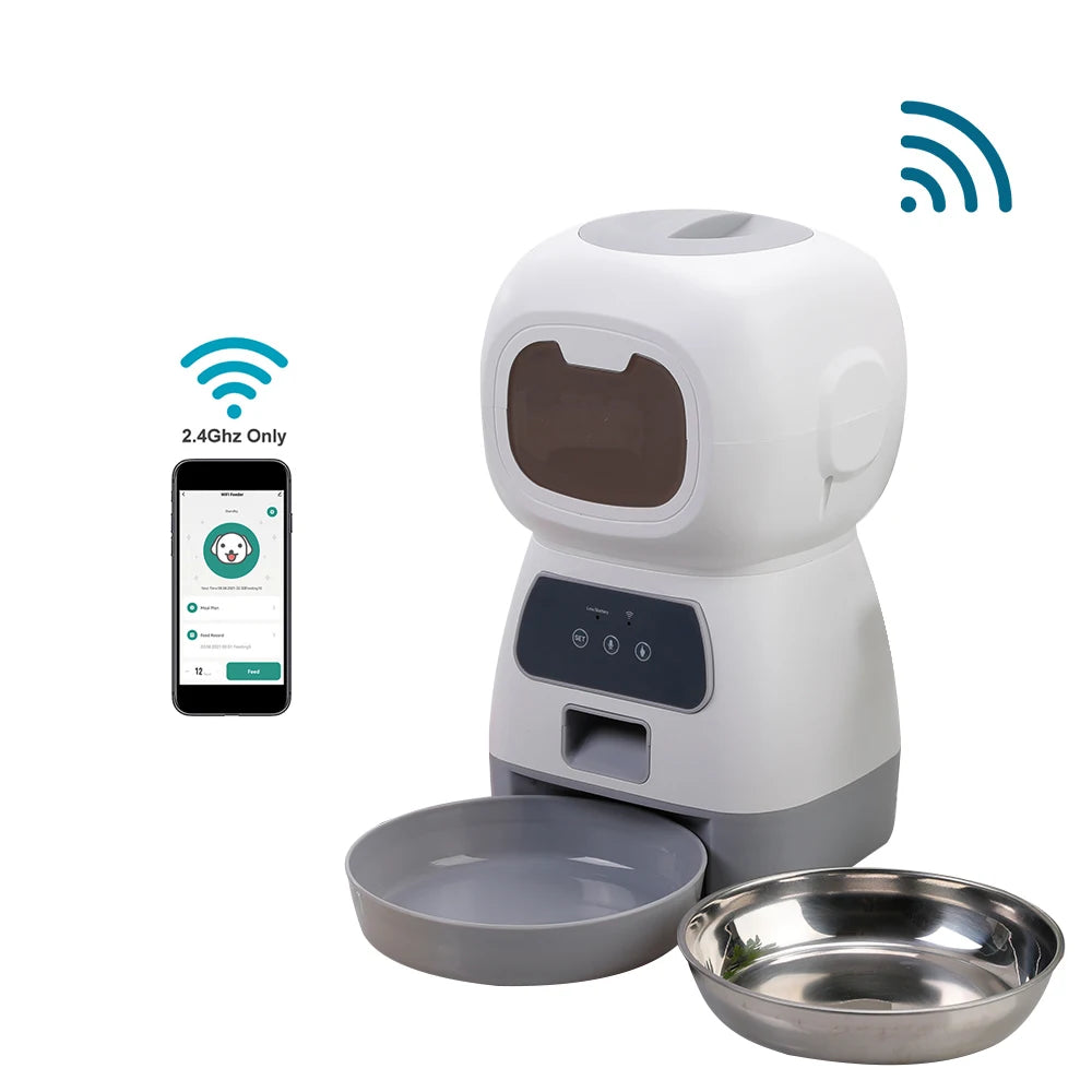Smart Pet Feeder – 3.5L WiFi Auto Dispenser with Voice Recorder