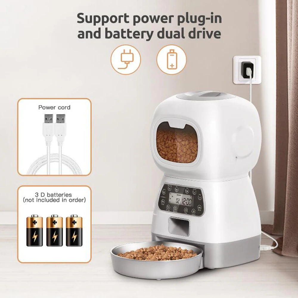 Smart Pet Feeder – 3.5L WiFi Auto Dispenser with Voice Recorder