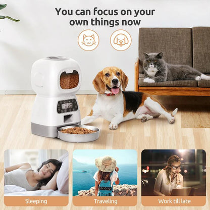Smart Pet Feeder – 3.5L WiFi Auto Dispenser with Voice Recorder